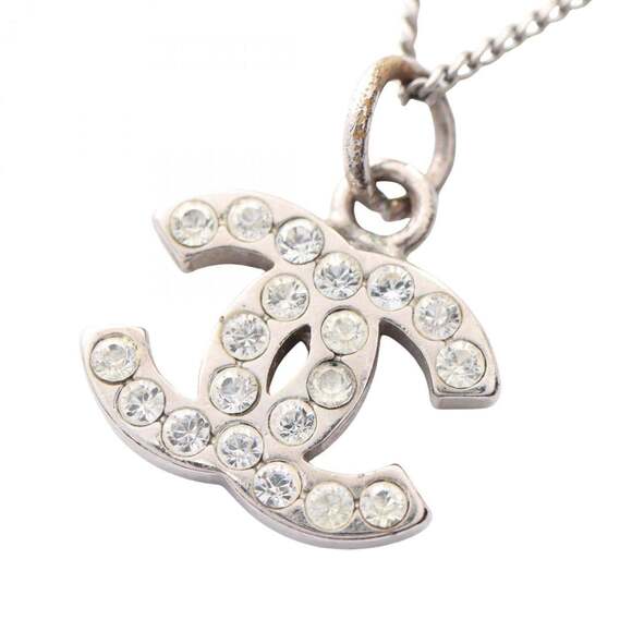 CHANEL Authentic White Logo Necklace